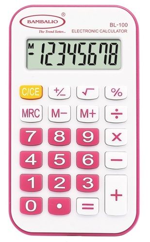 BL-100 Soft Touch Key Pink Pocket Calculator with Protective Cover