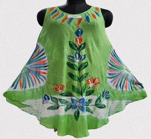 Cotton Blend Sleeveless Printed Umbrella Dress