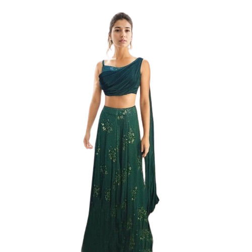 Dark Sea Green Lehenga Choli Rental for 4 Days