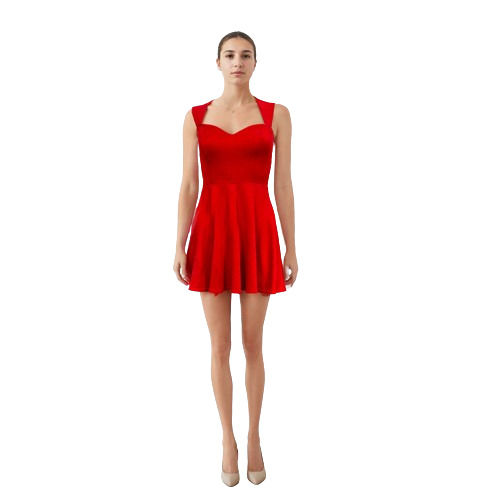 Red Sweetheart Neck Sleeveless Dress Rental Service For 4 Days