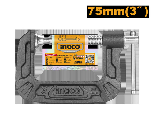 75mm Ingco Hgc0103 Clamp - Malleable Cast Iron 3 Body Design Black Color | Heavy Duty Secure Grip Adjustable Jaw Opening Corrosion-resistant
