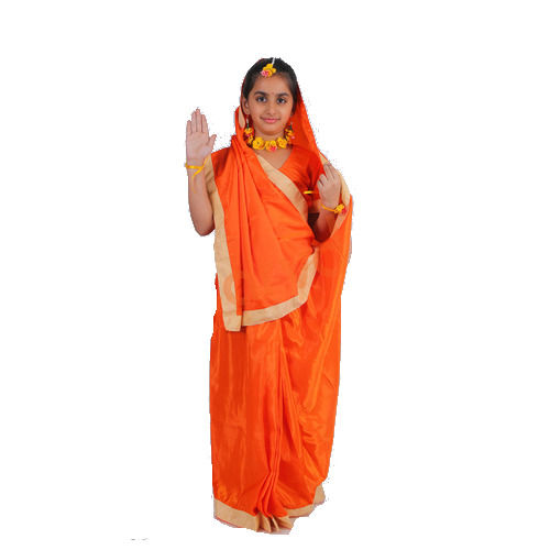 Kids Vanvasi Sita Ji Saree Dress Costume With Border For 4 to 12 Years Age Group