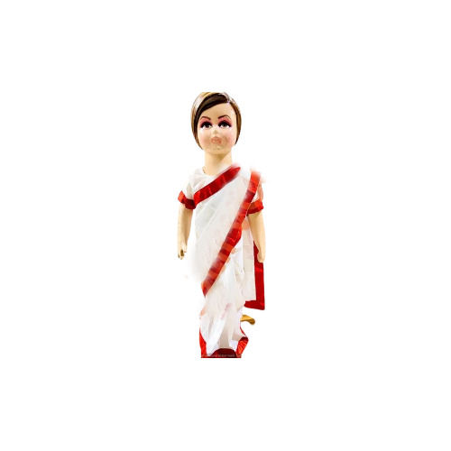 Red Border White Bengali Saree Dress Costume For Indira Gandhi and Sarojini Naidu Style