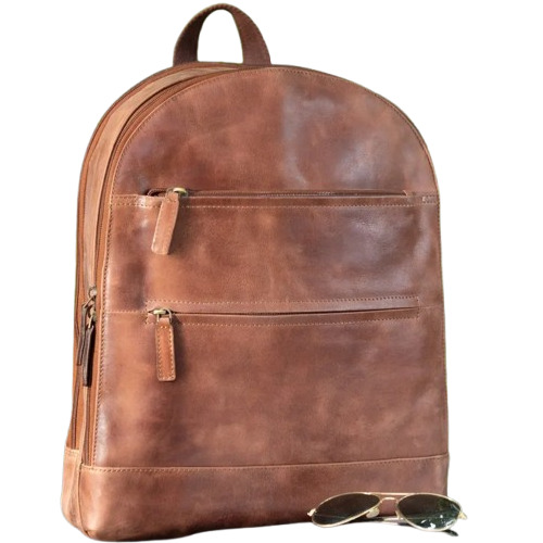 Genuine Leather Backpacks - Standard Size, Brown Color, Polished Finish | Durable, Comfortable, Attractive Design with Cotton Stripe Linen Lining