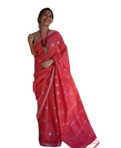 Multi Color Formal Wear Printed Semi Linen Saree With Blouse Piece