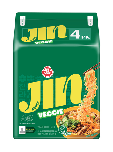 Jin Ramen Instant Noodles - 440g Pack Of 4 | Convenient Veggie Flavor High-Quality Ingredients Ideal For All Ages