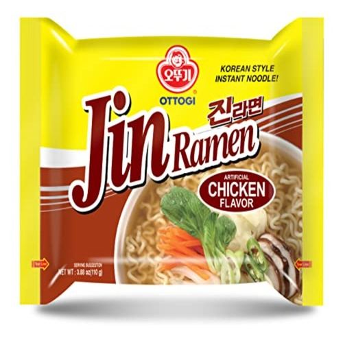 Ottogi Jin Ramen Korean Style Instant Noodles Chicken Flavor 110g Pack, (Imported)