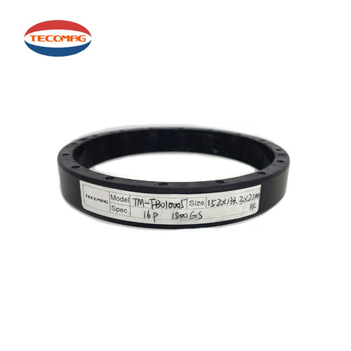 Bonded Ferrite Ring Magnet - High Performance FA19, OD152*ID133.3*H22mm, Black, 16 Poles in Radial Direction for BLDC Ceiling Fans, Smooth Surface with No Defects, Operating Temp -30C to 120C