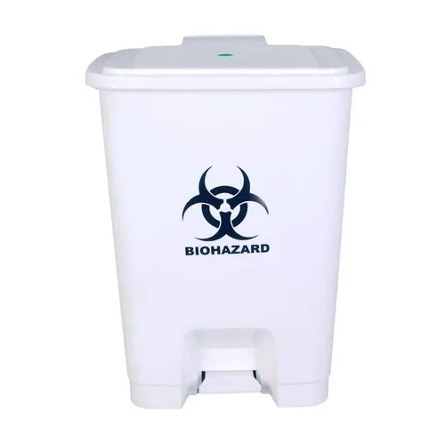 15 Liter Pedal Waste Bin - Plastic Material, Various Sizes Available, White Color | Crack Resistant, Quality Tested for Housekeeping Use