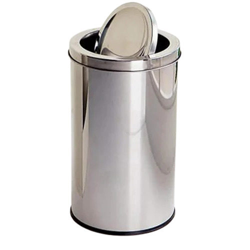 Stainless Steel Push Dustbins - Various Sizes Available Silver Color Crack Resistant Material Quality Tested for Housekeeping Use