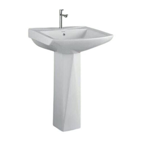 Ceramic Pedestal Wash Basin - Color: White