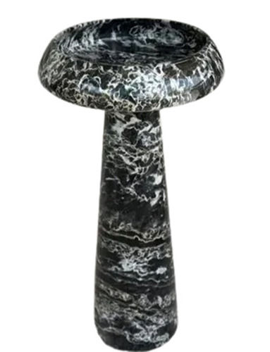 Marble Wash Basin - Standard Size, Modern Black Pedestal Design | Round Shape, Premium Marble Material