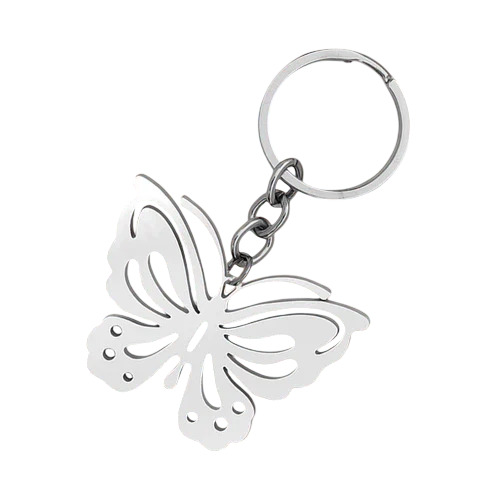 Butterfly Stainless Steel Keychain - Glossy Finish, Rust Resistance, Easy to Clean | Silver Metallic, Professional Indian Style