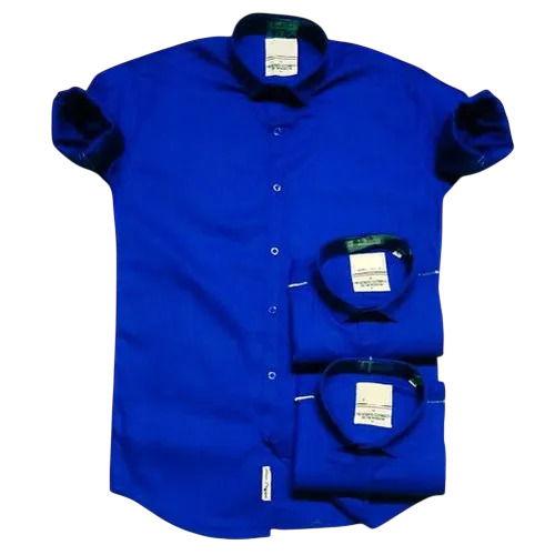 Mens Cotton Shirt - Slim Fit, Royal Blue, XS to L | Premium Quality, Wrinkle-Resistant, Button-Down, Crisp Fabric, Tailored Look, Anti UV, Breathable, Summer Style