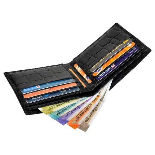 Leather Wallet - Genuine Leather, Standard Size, Elegant Black | Ideal for Gifting, Long Lasting Finish, Quality Tested