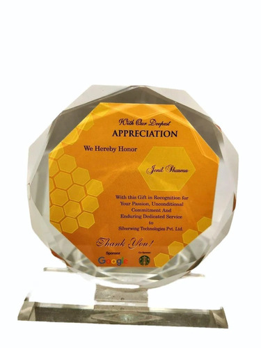 Appreciation Acrylic Trophy - Color: Transparent