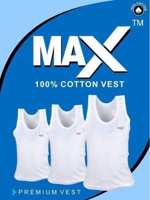Mens Cotton Vest - 100% Cotton, Standard Size, White Color - Skin Friendly, Breathable, Fade and Wrinkle Resistant, Sleeveless Design, Ideal for Daily Wear