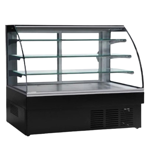 Curved Glass Display Showcase - Color: Black