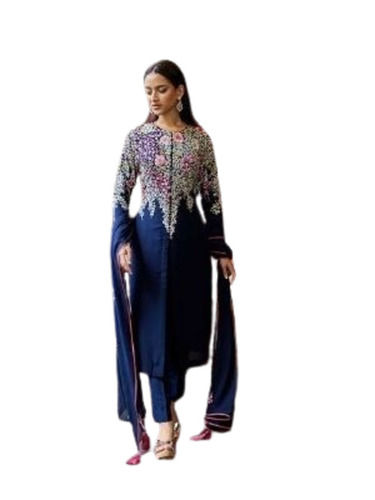 Ladies Suits - Cotton, Medium Size, Blue Color | Breathable, Light Weight, Washable, Full Sleeves, Ethnic Indian Style