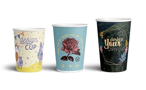 Disposable Drinking Cups - Biodegradable Paper, 200-300ml Size, Multi-Color Printed Design | Superior Quality, Lightweight, Heat and Cold Resistant, Ideal for Restaurants and Parties, 50 Pieces Set