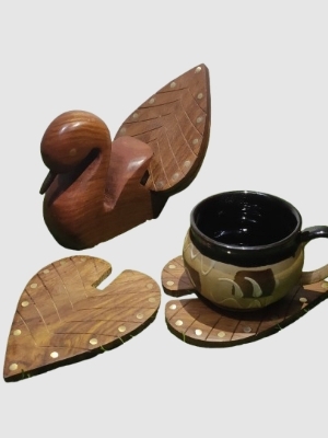 Tea Coaster - Wood, 7x4 Inches, Brown | Designer Appearance, Lightweight, Rigorously Tested for Quality Parameters, Timely Delivery