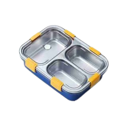 Rectangular Metal Lunch Box - Color: Silver