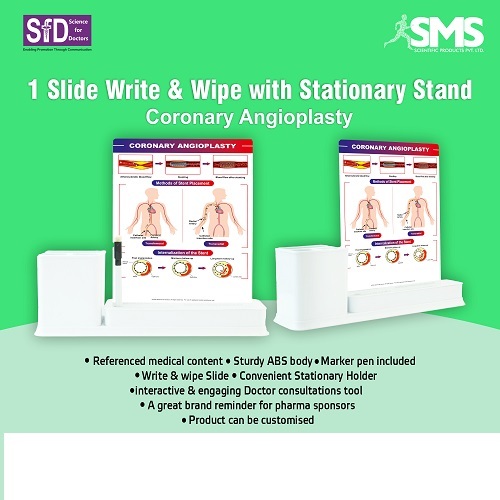 Write & Wipe Slide With Stationery Stand - Durable Abs Plastic, Rectangular Shape For Hospital And Clinical Use, Includes Marker Pen And Convenient Stationery Holder, Features Referenced Medical Content For Enhanced Patient Consultations