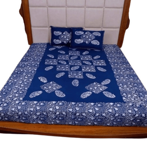 Batik Bed Sheets - 100% Cotton Full Size, Blue | Breathable, Shrink Resistant, Machine Washable, Fade & Wrinkle Resistant, Set Includes 1 Bedsheet & 2 Pillow Covers