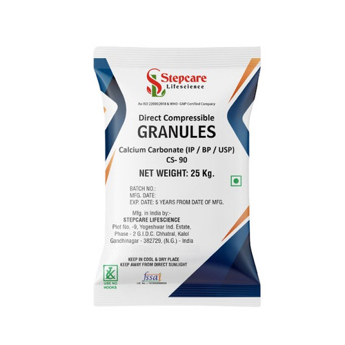 Calcium Carbonate Granules (Cs 90% ) Direct Compressible  - Shape: Irregular