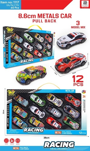 Metal Car Toy 12 Pcs Set - Color: Multiple