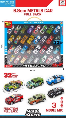 Metal Car Toy 32 Pcs Set - Color: Multiple