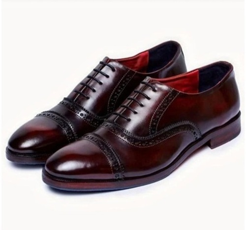 Men Leather Shoes - Color: Brown