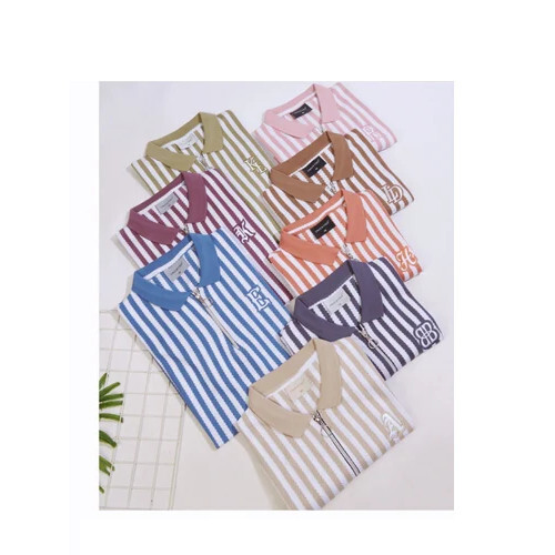 Pattern Polo Collar T Shirt - Color: Multiple