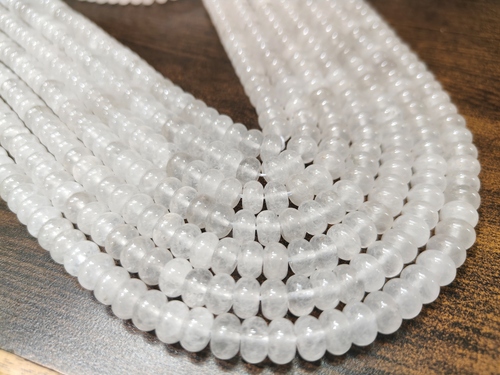 8Mm Plain Smooth Natural White Ice Quartz Rondelle Beads - Occasion: Casual