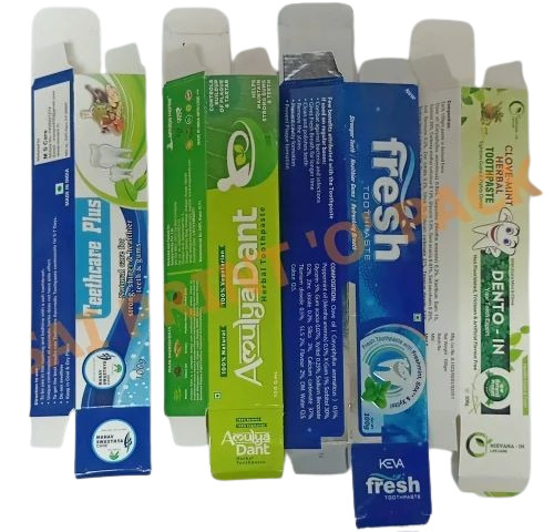 Toothpaste Packaging Box - Recycled Paperboard, 31x36x167mm, Multi Color Design, PVC Coated Straight Tuck End Folding Carton