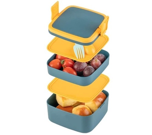 Bento Plastic Lunch Box - Color: Multicolour