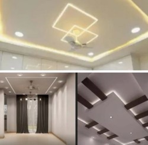 Modular Living Room False Ceiling Work - Pattern: Plain