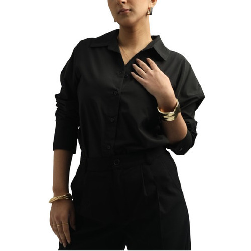Oversized Cotton Shirts - Color: Black