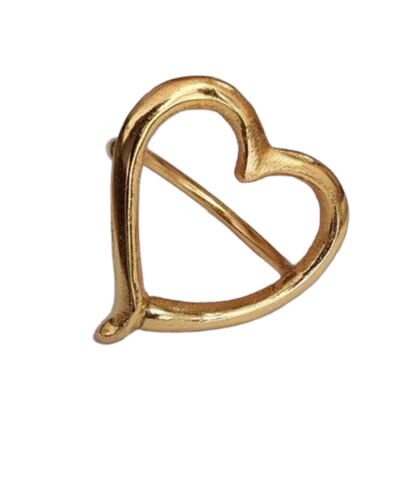 Gold Plated Heart Shaped Ring - Color: Golden