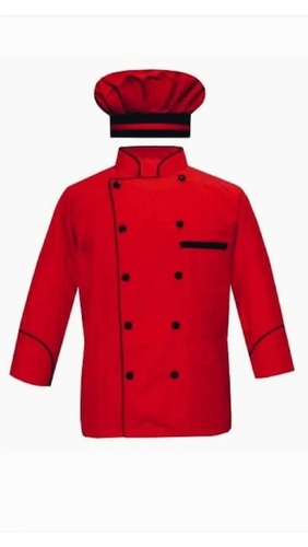 Poly Cotton Men Red Chef Coat