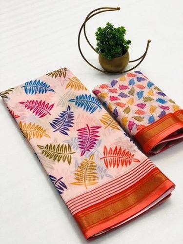 Printed Pure Linen Cotton Saree