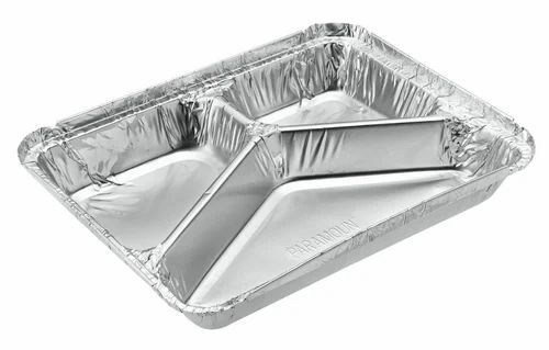 Three Compartment Aluminium Foil Container - Color: Silver