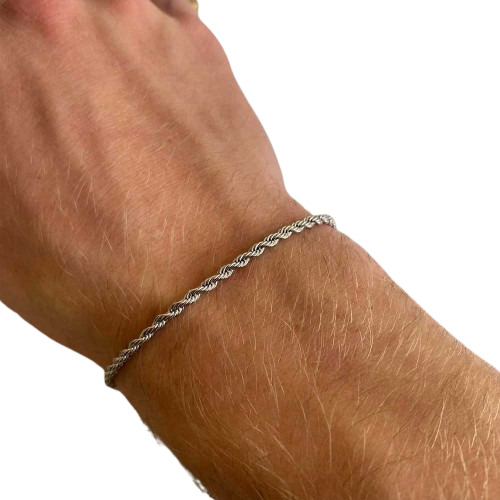 Mens Bracelet Rope Chain - Color: Silver