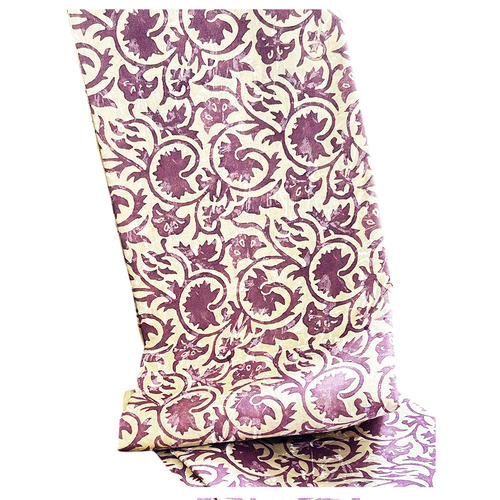 Hand Block Printed Khadi Cotton Kurti Material With Purple Intricate Print - Recommended Season: Summers