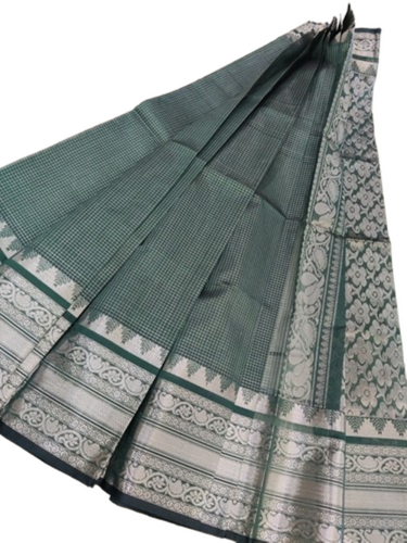 Soft Silk Saree With Beautiful Zari Checks Design