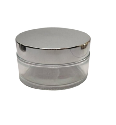 50Gm Clear Glass Jar With Silver Cap - Color: Transparent