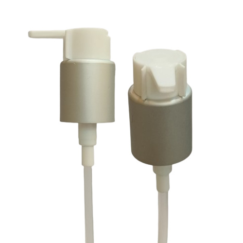 24mm Beak Lotion Pump (White Silver Matt) With Clip