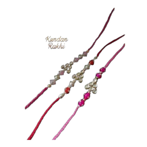 Designer Kundan Meena Semi Precious Stones Rakhi