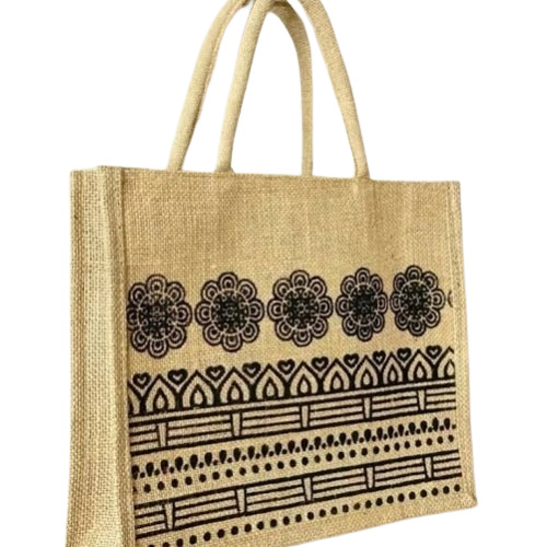 Printed Jute Shopping Bags - Color: Brown