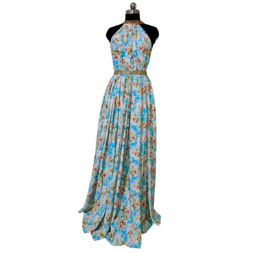 Soft Royal Crepe Digital Printed Floral Fabric - Color: Multicolor